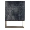 Credenza a Tre Ante in legno nero con dettagli metallici e base in metallo bronzato