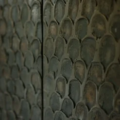 Credenza a Tre Ante in legno nero con dettagli metallici e base in metallo bronzato