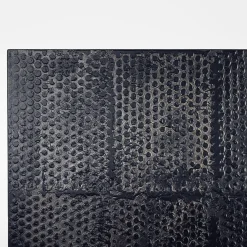 Credenza a Tre Ante in Legno Rivestito in Tela Nera e Base in Metallo Bronzato