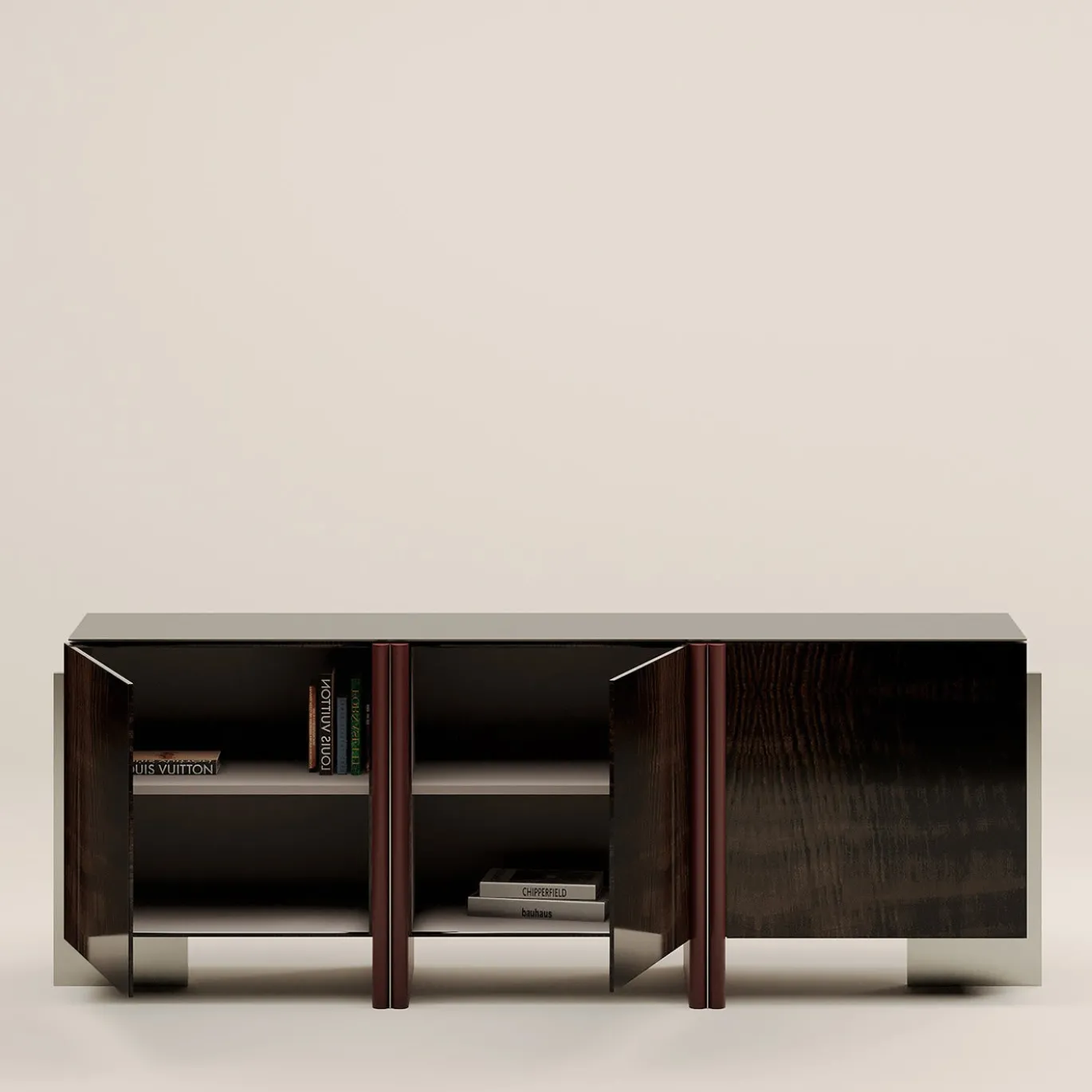 Credenza Barcelona marrone e rossa