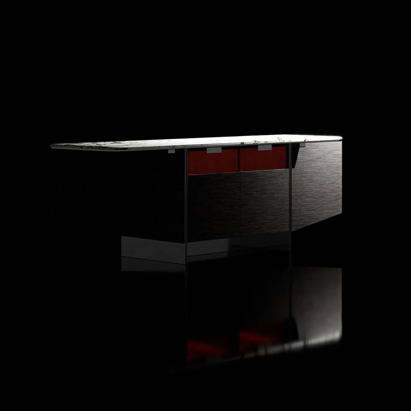 Credenza Bellatrix Nera con Barre a LED