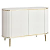 Credenza Bianca a 2 Ante con Texture in Canneté e Accenti Dorati
