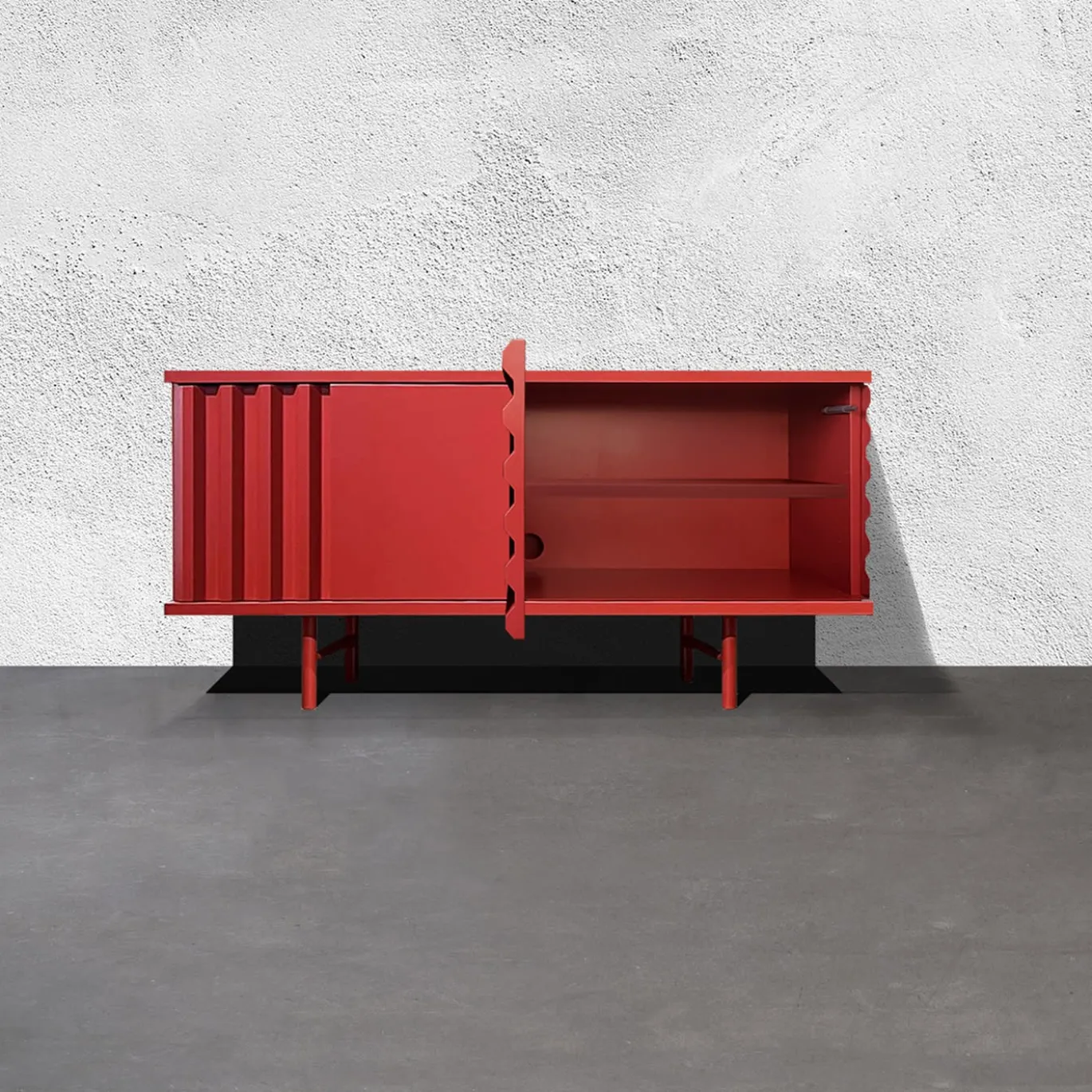 Credenza B-Side rosso fuoco a 2 ante in MDF
