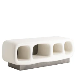 Credenza buffet in poliuretano, metallo e ceramica bianca Betty Rubble