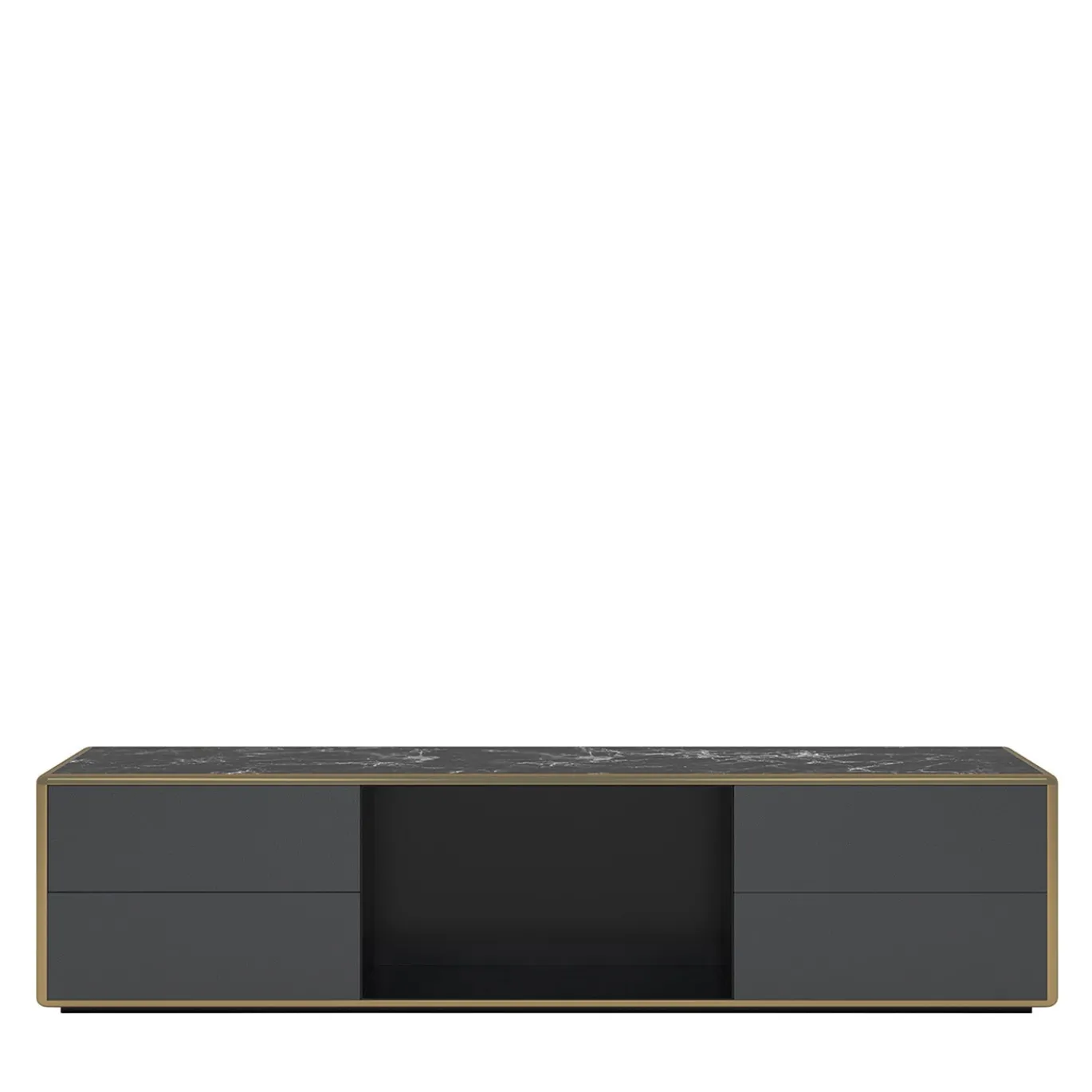 Credenza Desirè con piano in marmo e cassetti in pelle