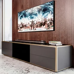 Credenza Desirè con piano in marmo e cassetti in pelle