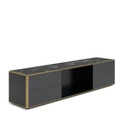 Credenza Desirè con piano in marmo e cassetti in pelle