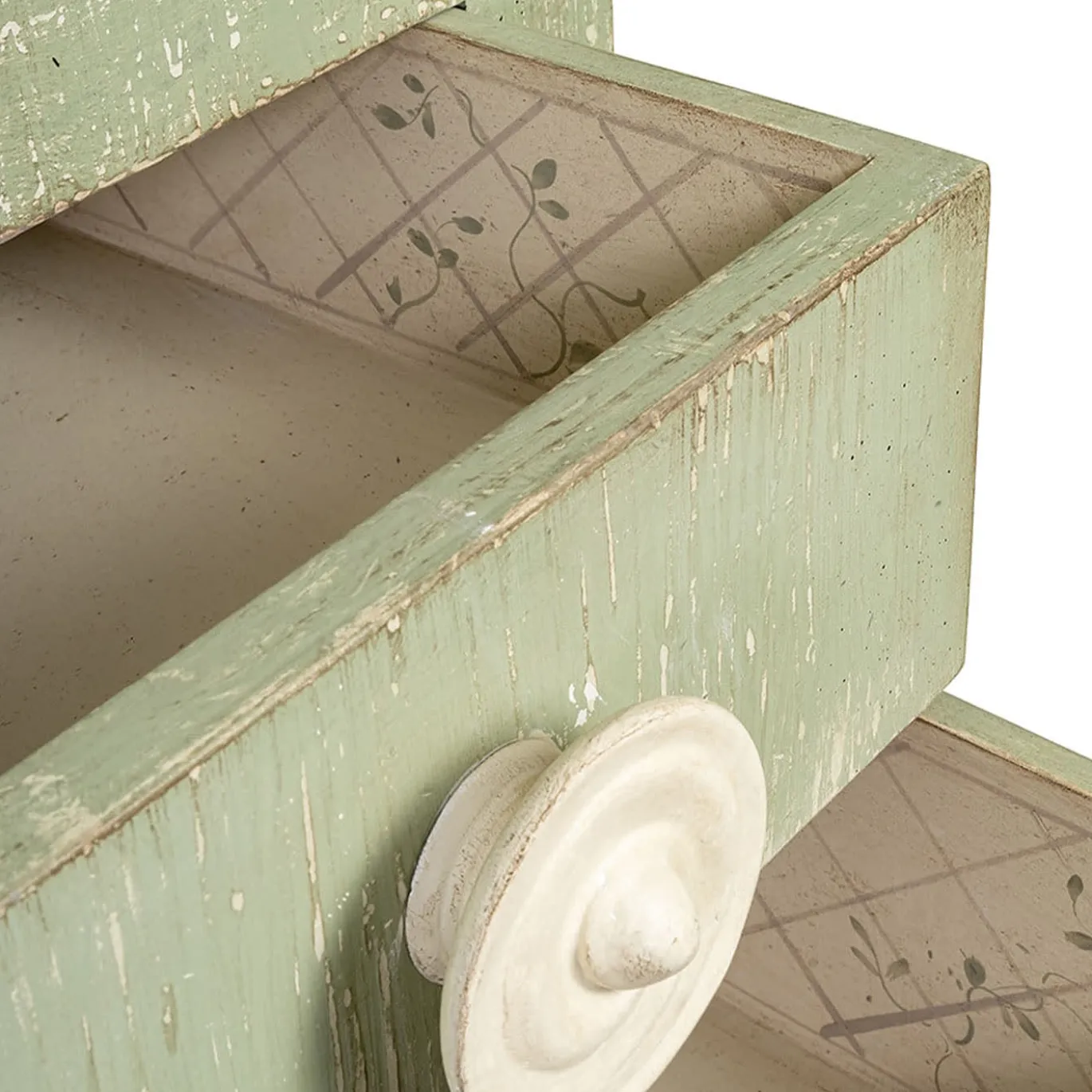 Credenza Ferrovia Verde con Decorazione Magnolia