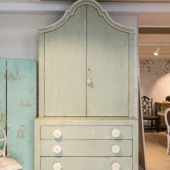 Credenza Ferrovia Verde con Decorazione Magnolia