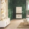 Credenza Flare laccata bianca a quattro porte