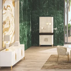 Credenza Flare laccata bianca a quattro porte