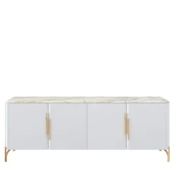 Credenza Flare laccata bianca a quattro porte