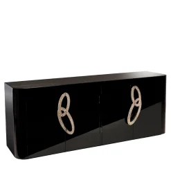 Credenza Fluxus con piano in marmo nero Aziz