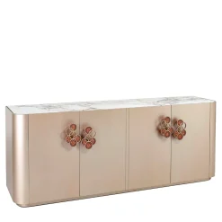 Credenza Fluxus con piano in marmo oro Calacatta