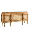 Credenza in acero bianco e ciliegio con piano in marmo Calacatta