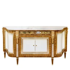 CREDENZA IN LEGNO DI ZEBRANO CON ONICE E MADRE PERLA