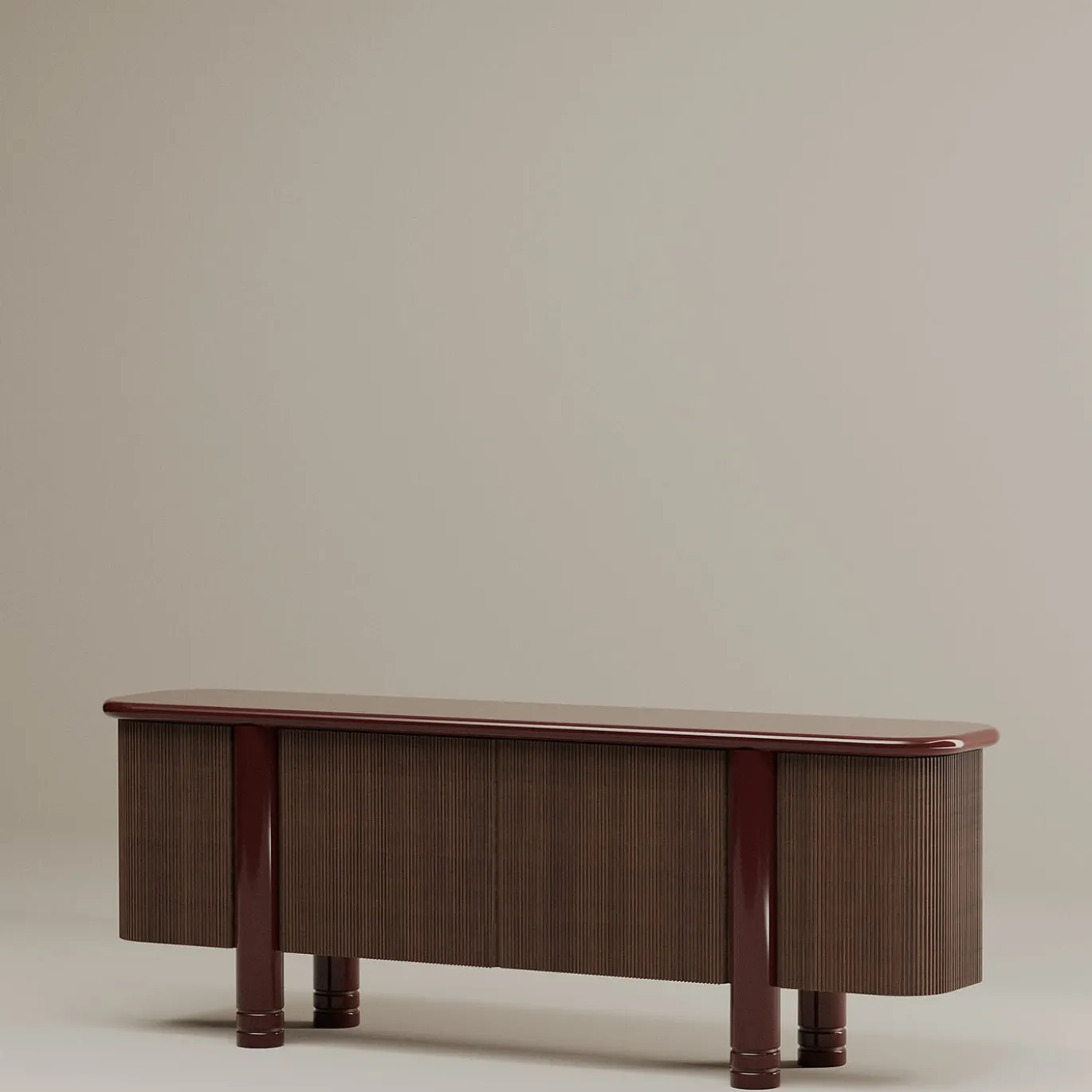 Credenza in legno marrone e rosso Paris