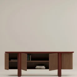 Credenza in legno marrone e rosso Paris