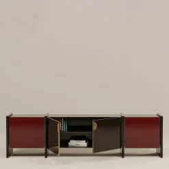 Credenza in legno rosso e marrone di Tokyo