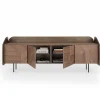 Credenza INTARSIO laccata bronzo ossidato con scocca in noce canaletto intarsiata a mano