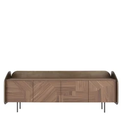 Credenza INTARSIO laccata bronzo ossidato con scocca in noce canaletto intarsiata a mano