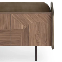 Credenza INTARSIO laccata bronzo ossidato con scocca in noce canaletto intarsiata a mano