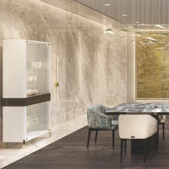 Credenza in vetro bianco a doppia porta
