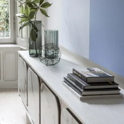 Credenza Margarette a 4 porte Trinity effetto marmo bianco