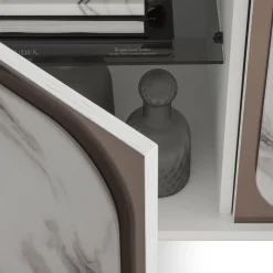 Credenza Margarette a 4 porte Trinity effetto marmo bianco