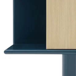 Credenza media Living in rovere naturale e blu lucido