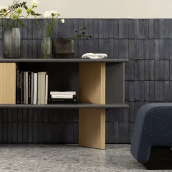Credenza media Living Oak Wood Gray
