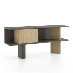 Credenza media Living Oak Wood Gray