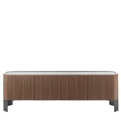 Credenza Miele a 4 ante in Canaletto e Carrara
