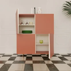 Credenza Minimalista V Alta in Legno Arancione