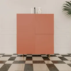 Credenza Minimalista V Alta in Legno Arancione