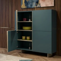 Credenza minimalista V alta in legno laccato verde