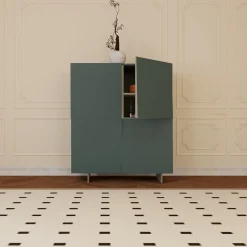 Credenza minimalista V alta in legno laccato verde