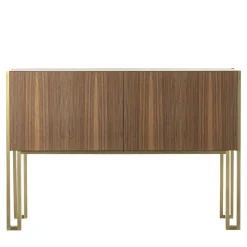Credenza Mirage Vintage con gambe in ottone in noce canaletto