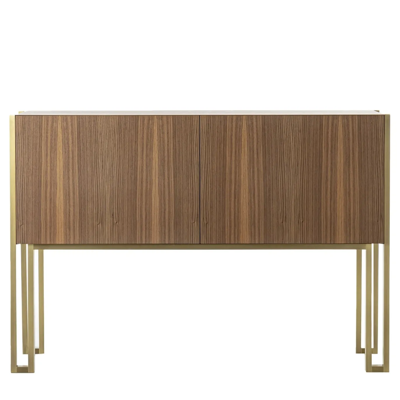 Credenza Mirage Vintage con gambe in ottone in noce canaletto