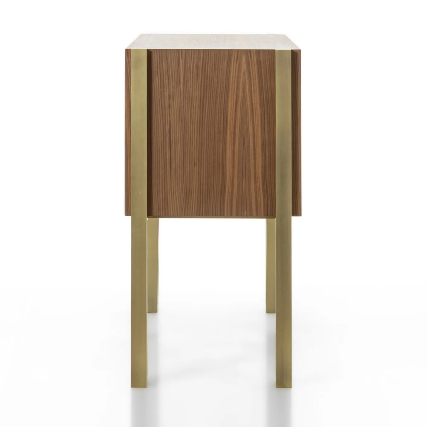 Credenza Mirage Vintage con gambe in ottone in noce canaletto