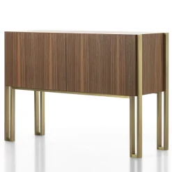 Credenza Mirage Vintage con gambe in ottone in noce canaletto
