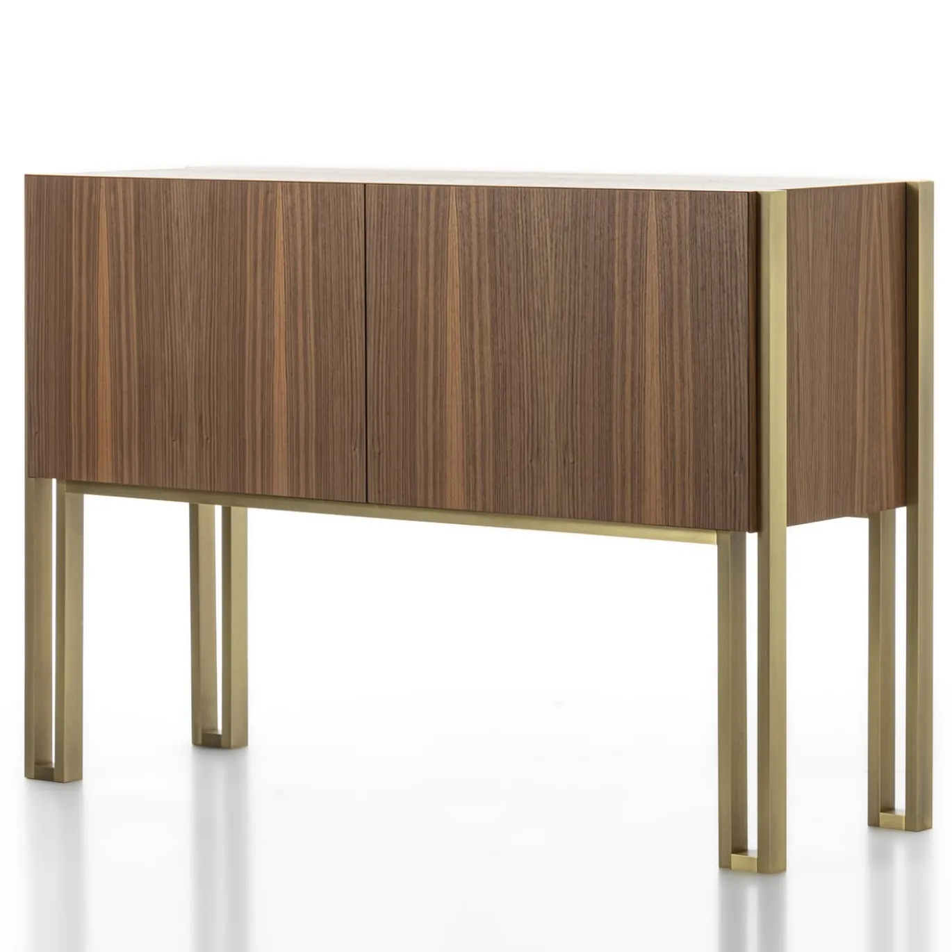 Credenza Mirage Vintage con gambe in ottone in noce canaletto