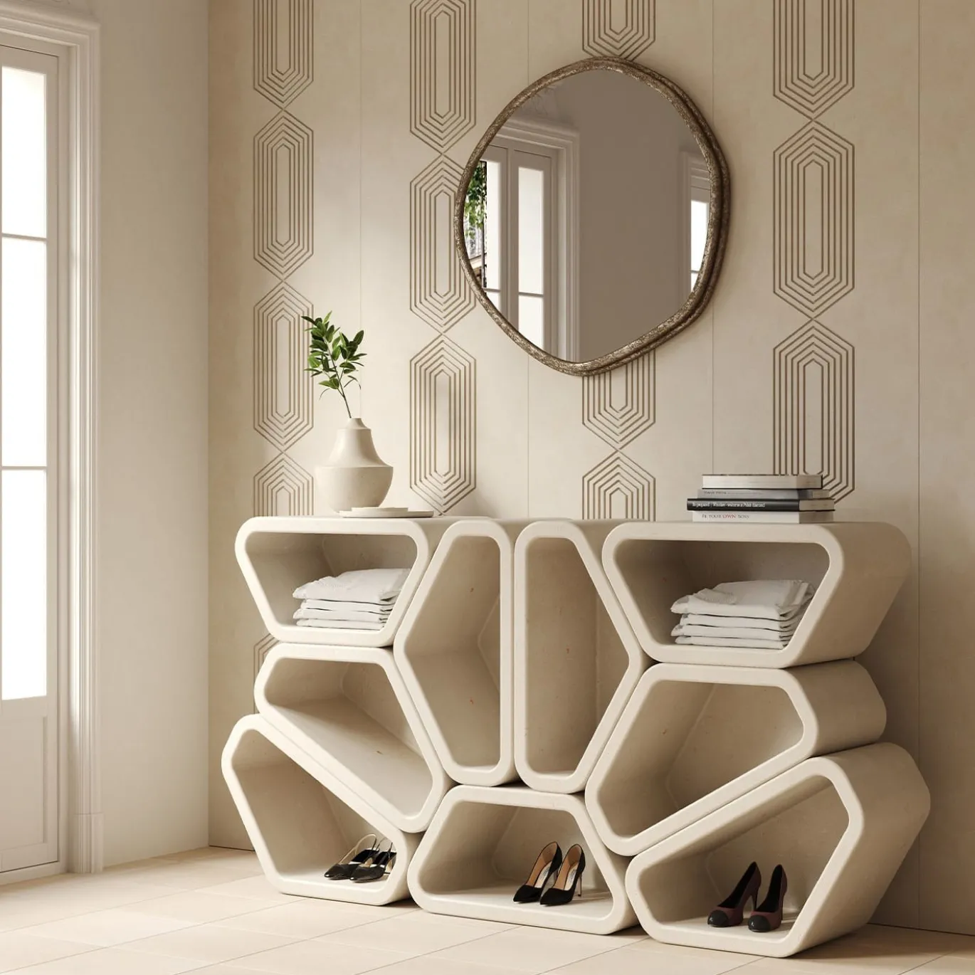 Credenza modulare Messapo in pietra leccese di Noii Studio