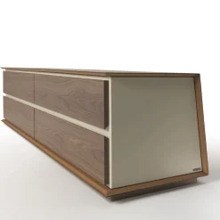 Credenza Naviglio a 4 cassetti in pelle e legno