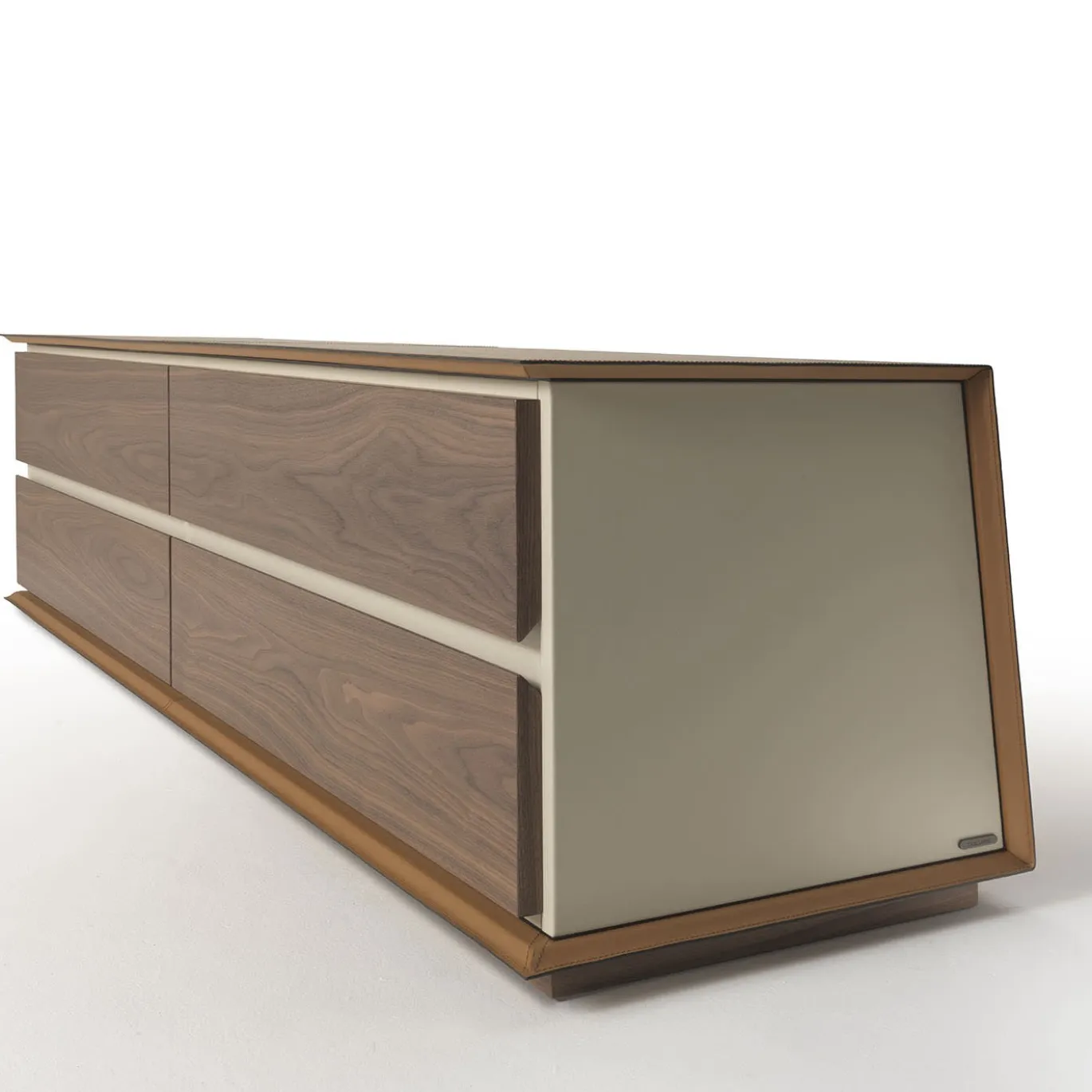 Credenza Naviglio a 4 cassetti in pelle e legno
