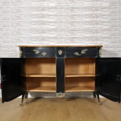 Credenza nera in stile veneziano Venezia '700 Luigi XV