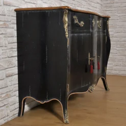 Credenza nera in stile veneziano Venezia '700 Luigi XV