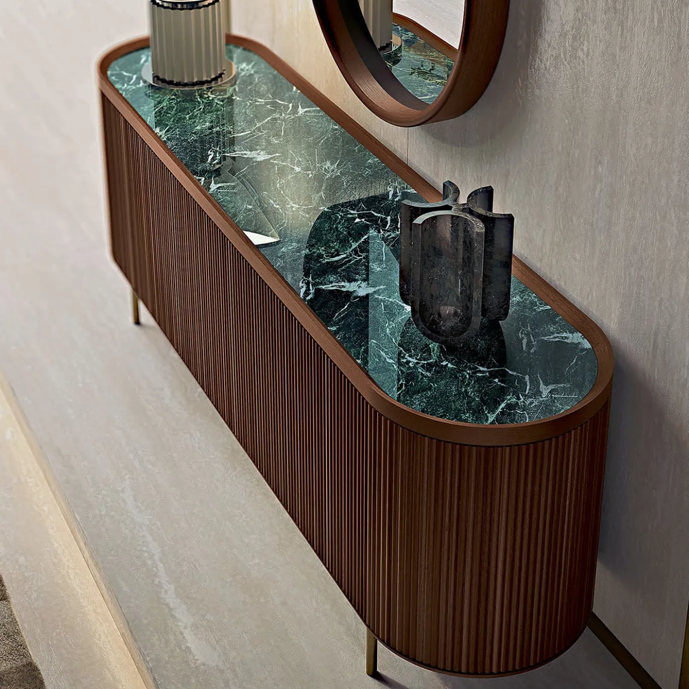 Credenza Opale a 3 ante in noce canalizzato