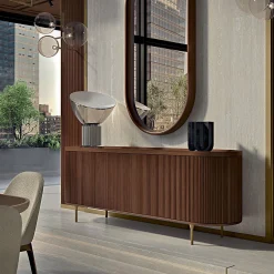 Credenza Opale a 3 ante in noce canalizzato