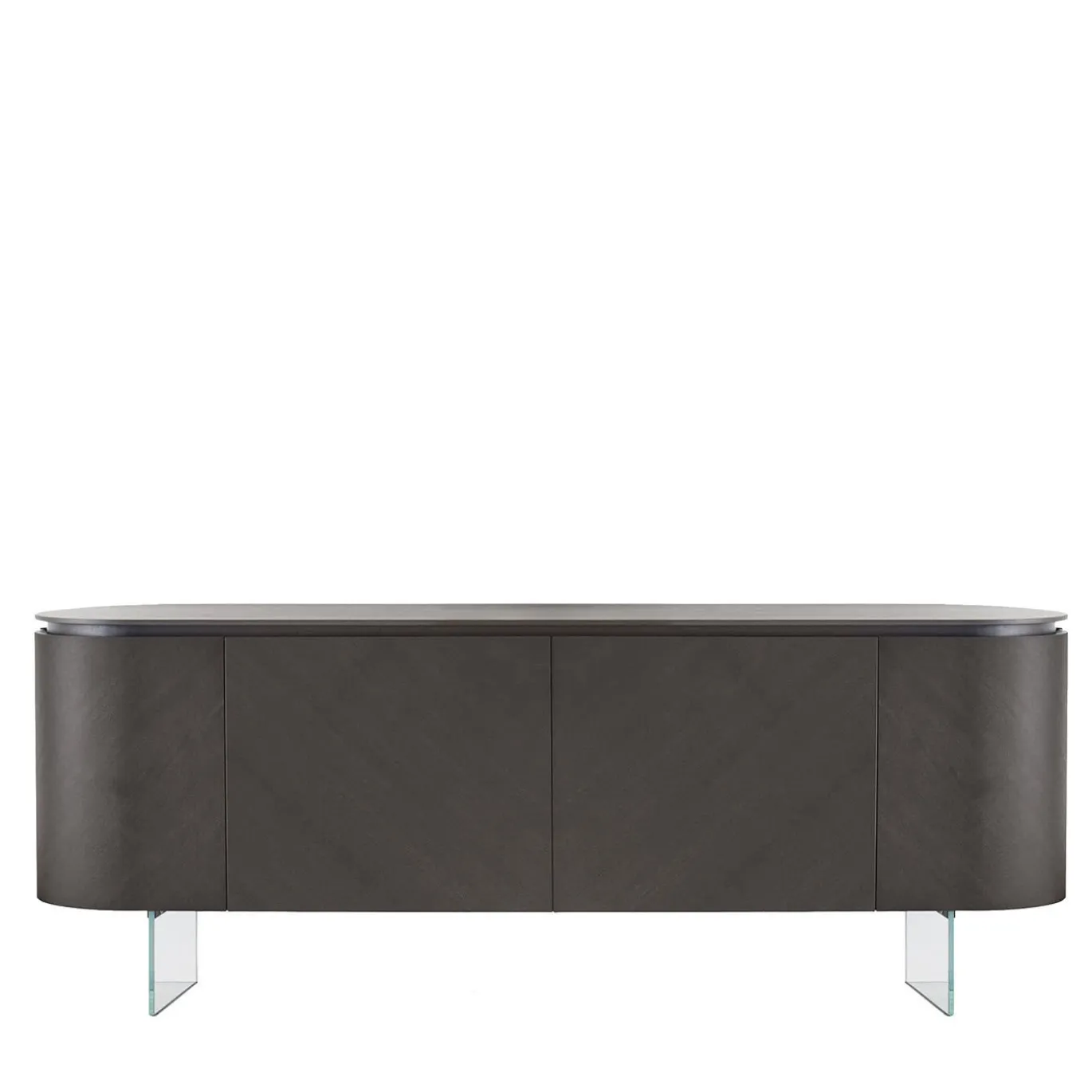 Credenza Opera in Noce Canaletto con Base in Vetro